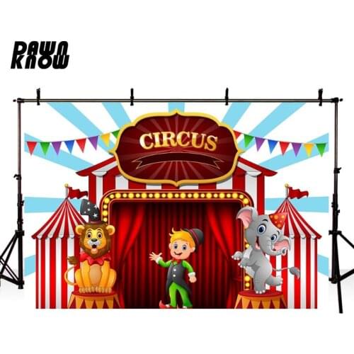 DAWNKNOW Cartoon Circus Flag Photography Background Backdrop Kids Photocall Shoot Children Photo Studio Props Customize lv2035