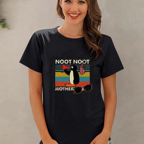 Noot Noot Pingu Penguin T Shirt Women Funny Cartoon Tshirt Harajuku Tee Female Summer Vintage Casual 2021 Hot Sale Tops