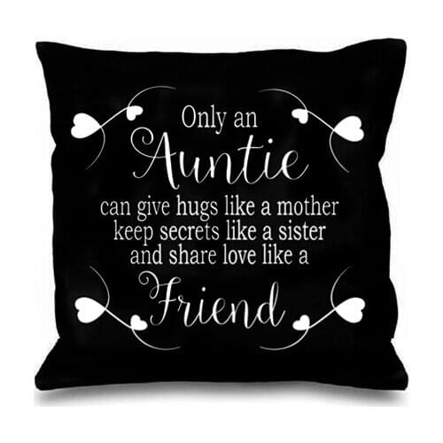 Hot Sweet Auntie Birthday Gifts Novelty Chic Floral Aunt Quote Cushion Cover Throw Pillow Case Only An Auntie Love Typography