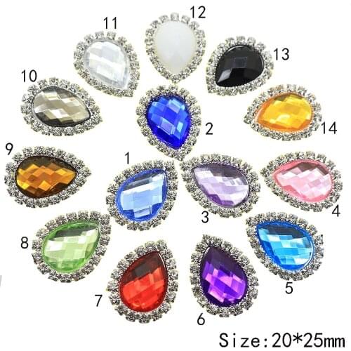Hot sale10PC 20*25MM Water droplets Acrylic Button shiny Rhinestone Button very beautiful decorate wedding invitations buttons