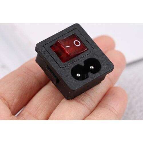 Hot Sale 250V AC Red Rocker Switch Fused Inlet Power Socket Fuse Switch Connector Plug Connectors Dielectric Intensity