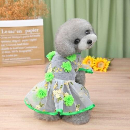 2PC Summer Dog Dress Wedding Dress Sweet Mesh Lace Princess Dog Dress Skirt Bowknot Lace for Small Medium Dogs #6