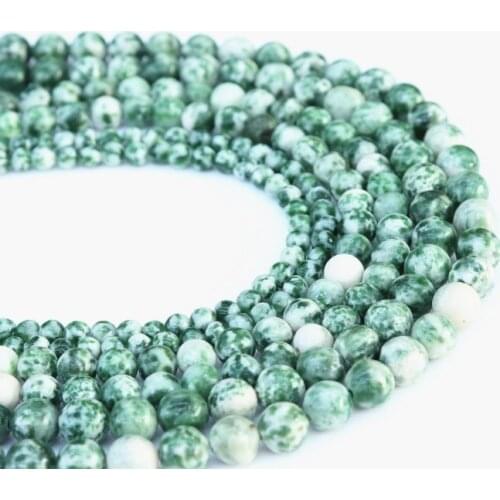 Natural green speck Stone Beads round gree Gem BloodStone Round Loose Beads 4 6 8 10 12 MM Diy Beads For Jewelry Making