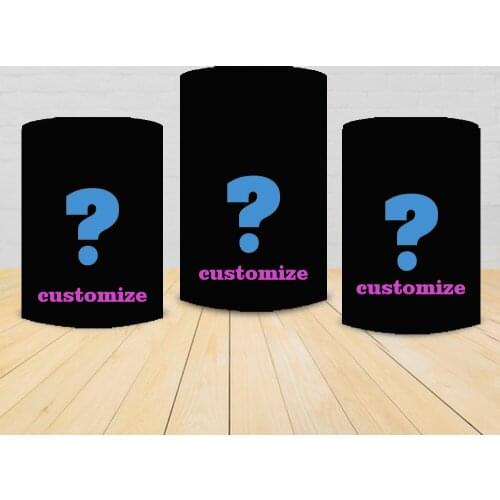 Customize black elastic fabric polyester white black pink three cylinders circle columns covers