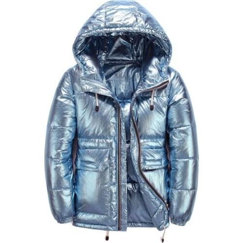 2021 Mens Winter Down Jacket 90% White Duck Down Coat Removable Hat Hood Warm Waterproof Zipper Coat Shiny Down Parka Outwear