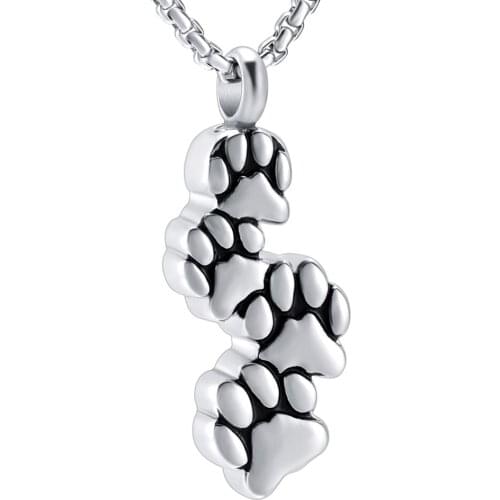 IJD9612 Hot Selling Four Dog Paw Together Pet Memorial Urn Pendant&Necklace Stainless Steel Cremation Ashes Jewelry For Animal
