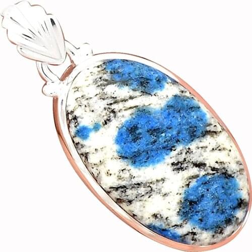 Lovegem Genuine K2 Blue PENDANT 925 Sterling Silver, 42 mm, AP3581