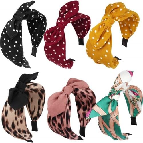 Fashion Hair Bands Dot Leopard Print Wide Hair Hoop Fabric Hair Clip Rabbit Bows Designer Headbands for Hair Women Young Girls