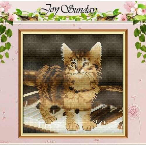 Kitten On The Piano animals patterns counted 11CT 14CT Cross Stitch Sets DIY Cross-stitch Kits Embroidery Needlework Home Decor