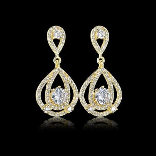 16K Gold Water Drop DIY Set 3A Vintage Zircon Copper S925 Silver Needle Korean Fashion Earrings For Women 2021 Trends Jewelry