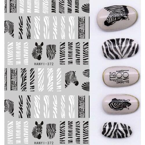Nail Stickers Animal Zebra Leopard Print Alphabet Pattern Nail Art Design Decor Sliders Decals Beauty Tools for Manicure
