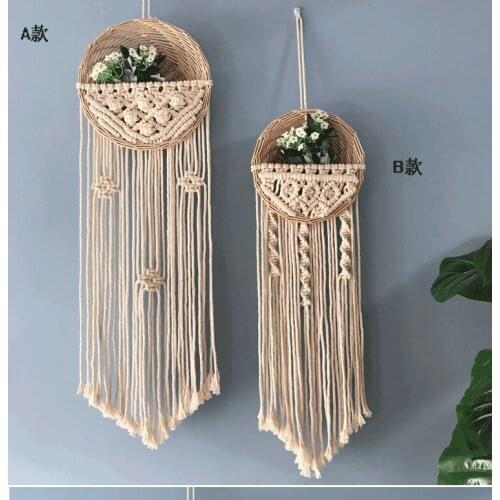 1pc hand-woven tapestry wall hanging flower pot hanging basket room background wall homestay decoration ornaments