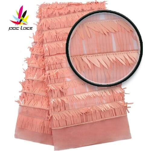 Latest African Pink Sequence Net Lace Fabric 2019 High Quality French Sequins Embroidery Tulle Lace For Nigerian Dress XZ2993B-3