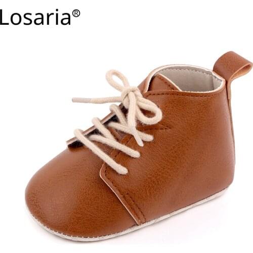 Losaria Baby Girl Shoes 1 Year Four Season New Born Ankle Booties PU Toddler Girl Shoes Soft Non-slip Sole Lace Up Bebe Footwear