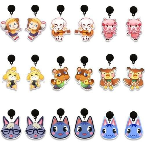 New Animal Earrings Acrylic Black Drop Earrings Print Pattern Stud Earrings