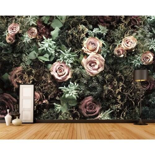 Beibehang Custom wallpaper fashion hand-painted vintage floral romantic rose cloth tile background TV sofa background wall