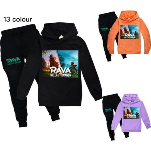 Fall Cotton child Tracksuit Clothing Sets Children Boys Girls Raya And The Last Dragon Clothes Kids T-shirt Pants Suits Hoodies
