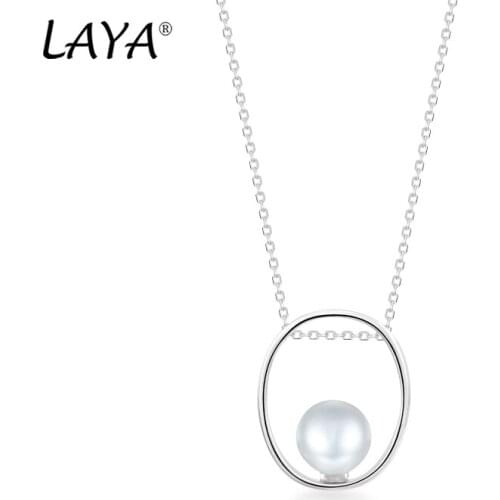 Laya 925 Sterling Silver Simple Texture And Personality Elegant Fine Jewelry Natural Freshwater Bread Pearl Necklace For Women