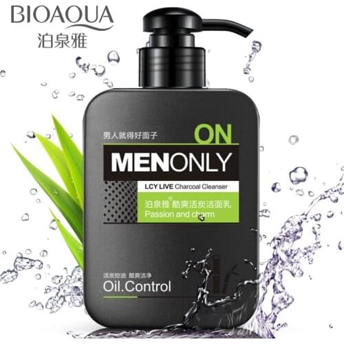 Bioaqua LCY Live Charcoal Men Only For Mens Foam Wash Facial Cleanser Face Oil Control Anti Dirt Deep Clean Bubble Skin Care