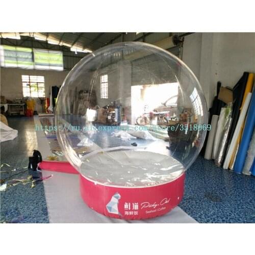 Sale of 2 meters diameter Christmas inflatable snowball, PVC transparent display ball crystal ball