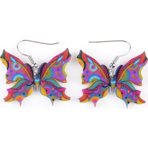 Bonsny Cute Acrylic Drop Butterfly Earrings Long Big Dangle Earrings Fashion Jewelry 2015 News For Women Girl Gift Accessorries