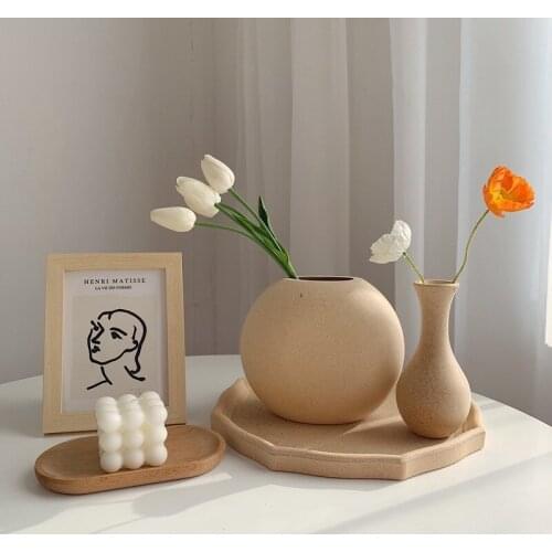 Norse Wind Lignin Blank Vase Tray Decorations Photo Props Vintage Old Wind Home Foral Decoration Natural Wooden Style Fake