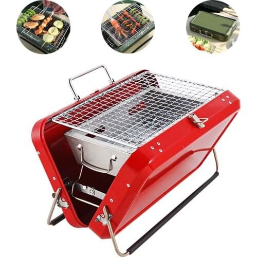 Folding Grill Charcoal Grill BBQ Outdoor Smoke BBQ Stainless Steel Protable BBQ Grill Outdoor Camping Charcoal Barbecue Assemble