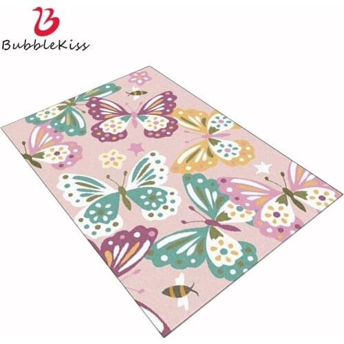 Bubble Kiss Modern Rugs For Bedroom Decor Cute Pink Color Butterfly Carpet Home Decor Living Room Carpet Soft Girls Room Rug