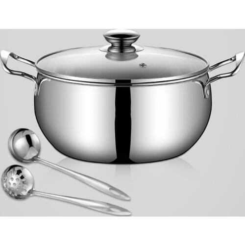 Stainless steel soup pot thickened noodles milk pot instant noodles auxiliary food pot induction cooker gas general purpose wok