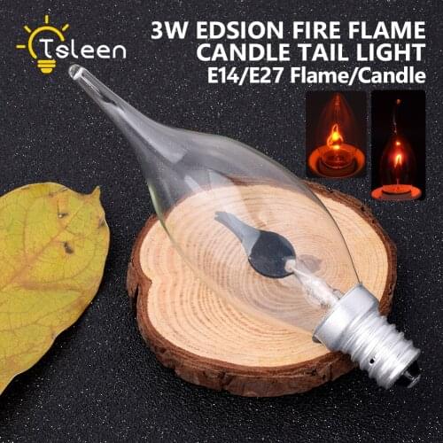 E27 E14 Bulb Lamp Vintage TSLEEN Edison Light Bulb 3W Energy Saving Retro Fire Flame Candle Light Chandelier Lighting 220V 240V