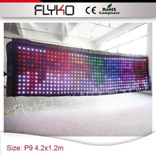 Vivid video display function 4.2x1.2m P9 high grade materials free shipping led drape