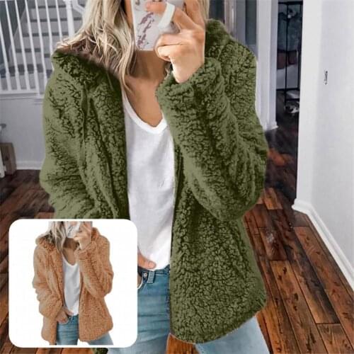 Women Elegant Hooded Solid Color Warm Jacket Coat Comfy Winter Coat Solid Color for Home