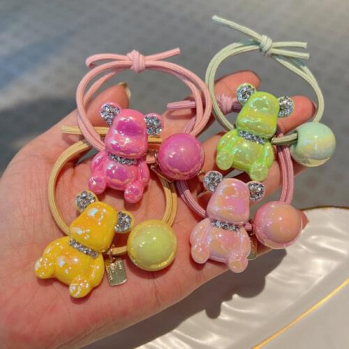 Colorful Sweet Heart Elastic Hair Band Ball Hair Tie Hair Accessories For Women Crystal Rubber Band For Hair Scrunchies