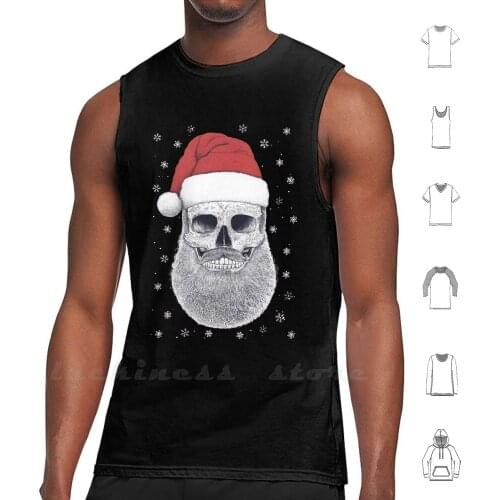 Santa Skull Tank tops vest sleeveless Xmas Christmas Santa Santa Claus Men Snow Snowflake Christmas Hat Beard