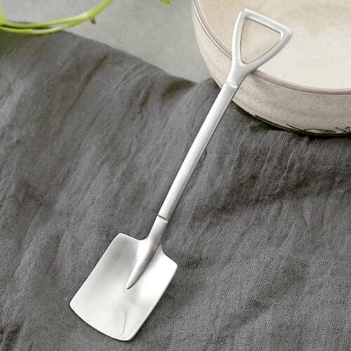 1/5 Pcs 304 Creative Shovel Coffee Spoon Stainless Steel Dessert Spoon Watermelon Spoon Ice Cream Spoon Tip Shovel Flat Shovel