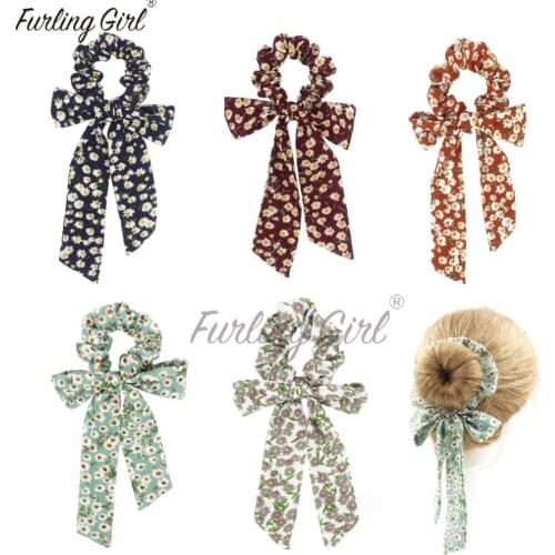 Furling Girl 1 PC Daisy Floral Bowknot Elastic Hair Bands Flower Headbands Multi Functional Hair Scrunchies Hair Accessories