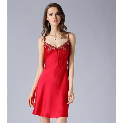 100% mulberry silk silk Nightgown sexy 20 20 nightdress heavy silk ladies silk homewear Sleepwear