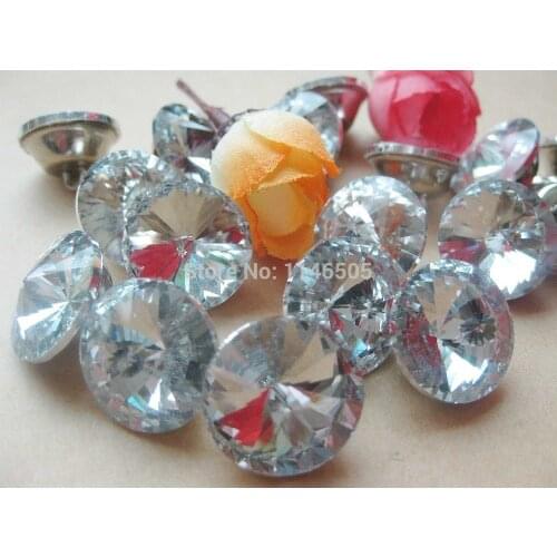 18mm 60pcs Gem Flower Faceted transparent Crystal rhinestone button trim Sewing Diamond Buttons Scrapbooking Accessories craft