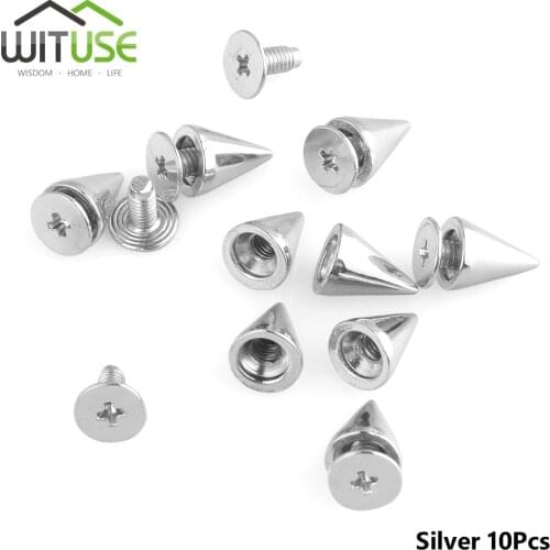 20/50/100pcs Spikes Cone Studs Metal 10mm Spots Rivet Cone Rock Clothes Handcraft Accessories Screw Studs Leathercraft DIY Craft