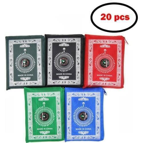 20pcs Portable Prayer Mat Muslim Rug Carpet Waterproof Travel Pocket Islamic Arab Mats with Compass Blanket tapis de priere Isla