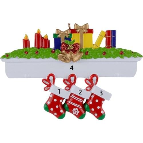 2021 Mantel Stockings Family of 3 Polyresin Personalized Christmas Tree Ornaments Customized Holiday Party Gifts Home Decoration