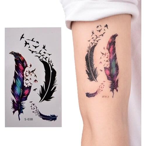 3d Waterproof Small Feathers Henna Fake Tattoo Paste For Women Tattoo Sleeve Transfer Temporary Tatoos Sticker For Body