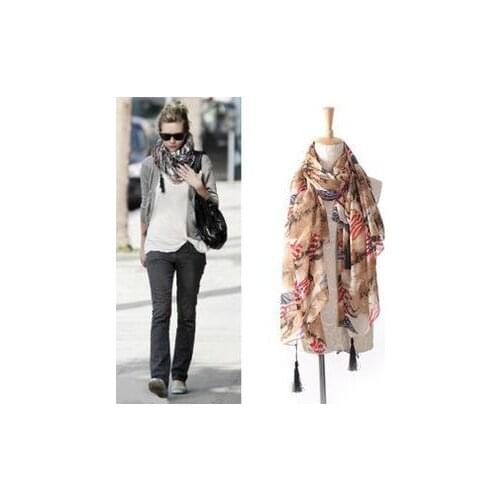 60pcs/lot 2015 new fashion flag horse scarf shawl pashmina with tassel. tassel scarf