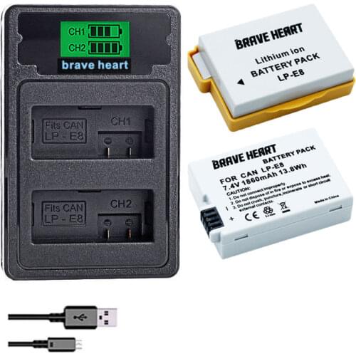 Batterie LP E8 LPE8 LP-E8 Camera Battery AKKU + LCD USB Dual Charger For Canon EOS 550D 600D 650D 700D camera accessories