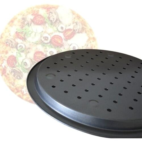 Nonstick Pizza Pan Carbon Steel Pizza Baking Pan Tray Pizza Plate With Hole Cake Pie Dish Home Kitchen Baking Tools Accessories