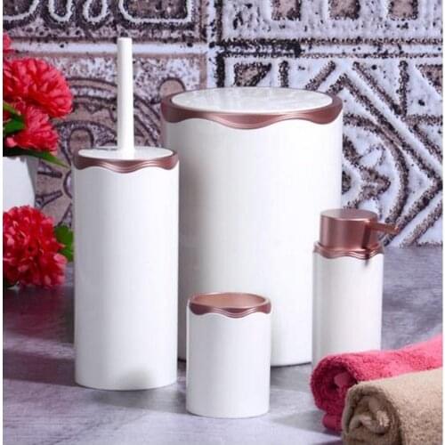 Azra White Matt Rose 4 Piece Acrylic Bathroom Set
