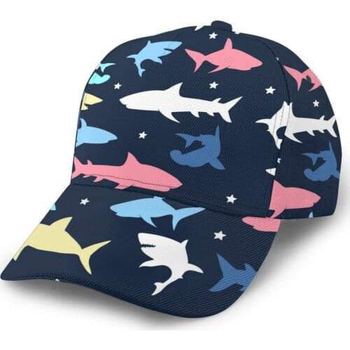 CINESSD Colorful Cute Shark Print Baseball Cap Fashion Men Hat Cap Summer Dad Hat Male Sports Hat