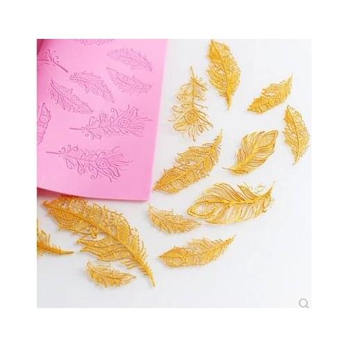 Large vintage lace feather texture mat western european wedding dessert fandont cake decorative lace