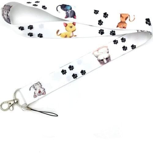 Cat Cartoon Keychain Lanyard For Keys ID Badge Holder DIY Hang Rope Neck Strap Mobile Phone Accessories With Key Ring