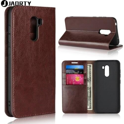 Poco f1 Case For Coque Xiaomi Pocophone F1 Case Luxury Genuine Leather Wallet Flip Case Phone Stand Cover